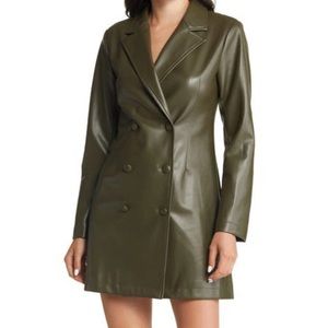 Olive green vegan leather jacket